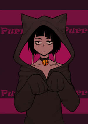 Hooded Figure Cat Ears Necklace Art Wallpaper