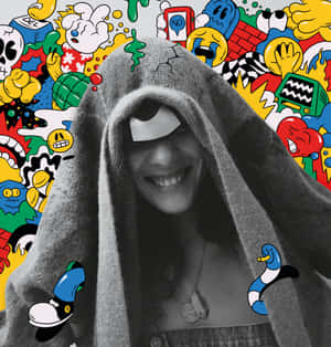 Hooded Smile Pop Art Backdrop Wallpaper