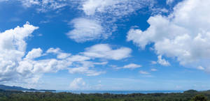 Horizon Between Sea And Cloudy Sky Wallpaper