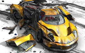 Horrifying Car Accident Involving Yellow Vehicle Wallpaper