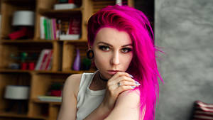 Hot Pink Women Hairstyle Wallpaper