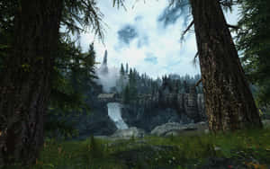 House In Forest Skyrim Landscape Wallpaper