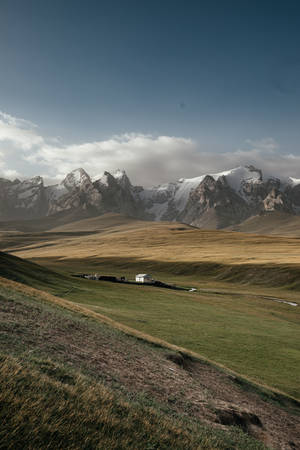 House In Kyrgyzstan Mountains Wallpaper