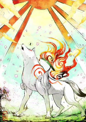 Howling Amaterasu Okami Phone Wallpaper