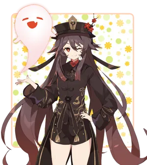 Hu Tao Floral Wallpaper