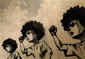 Huey Raising Fist Boondocks Hd Wallpaper