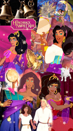 Hunchback Of Notre Dame Esmeralda Collage Wallpaper