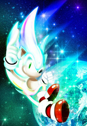 Hyper Sonic Soaring Through The Cosmic Sky Wallpaper