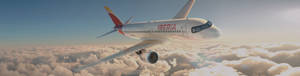 Iberia Airlines Airplane Gliding Above White Clouds Wallpaper