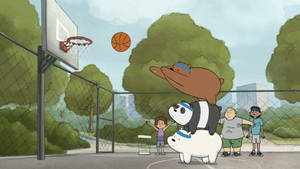 Ice Bear Panda Grizzly Playing Basketball Wallpaper