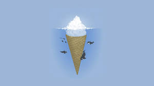 Ice Cream Cone Iceberg Minimalist Aesthetic Laptop Wallpaper