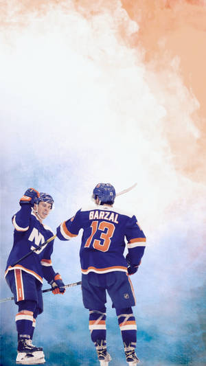 Ice Hockey Player Mathew Barzal Artistic Graphic Design Wallpaper