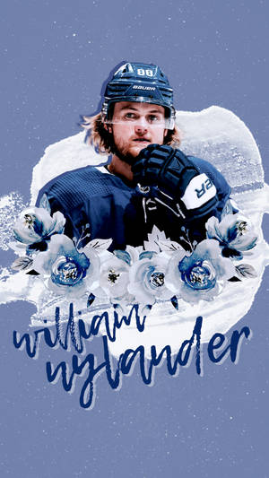 Ice Hockey Star- An Illustrative Depiction Of Nhl Player William Nylander Wallpaper