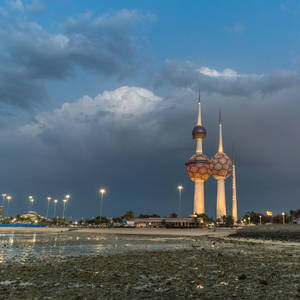 Iconic Kuwait Towers Against Skyline Wallpaper