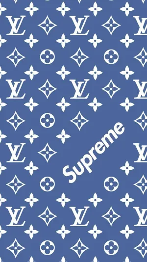 Iconic Lv And Supreme Logos Merge Together In A Modern Pattern. Wallpaper