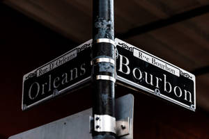 Iconic New Orleans: Bourbon Street Sign At A Crossroads Wallpaper