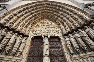 Iconic Porch Of Notre Dame Wallpaper