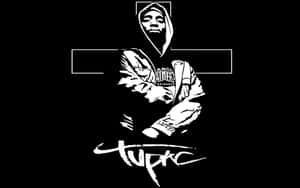 Iconic Rapper Blackand White Artwork Wallpaper