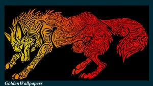 Illuminated By An Enchanting Flame, A Powerful Wolf Stands With Its Back To The Viewer Wallpaper