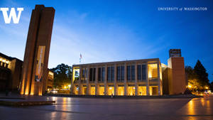 Illuminated Red Square At The University Of Washington Wallpaper