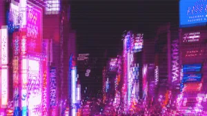 Illuminated Tech Along A Deep Purple Vignette Wallpaper