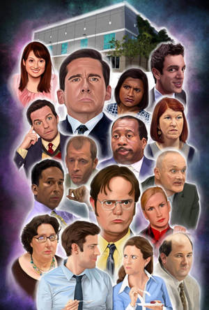 Illustrated Heads The Office Iphone Wallpaper