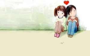 Illustration Of Cute Couple Drawing Wallpaper