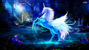 Image A Mythical, Rainbow-colored Unicorn Looks Ahead With A Determined Expression Wallpaper