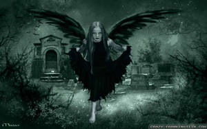 Image A Spooky Gothic Girl Wanders A Graveyard At Night. Wallpaper