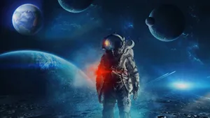 Image An Astronaut Marvels At The Beauty Of Their Journey Into Space Wallpaper