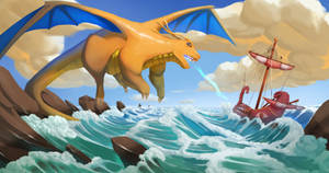 Image Dragonite Attacking Boat Wallpaper