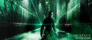 Image Neo Standing On Green Street In 'the Matrix Revolutions' Wallpaper