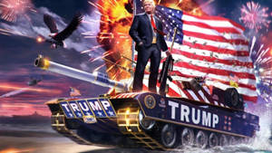 //image President Trump Riding In An Iron Man-style Tank Wallpaper