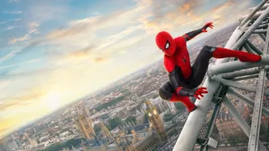 Image Spiderman In A Fluid Motion On A City Street Wallpaper