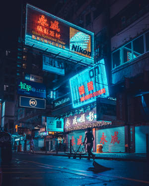 Immerse Yourself In An Imaginary Neon City Wallpaper