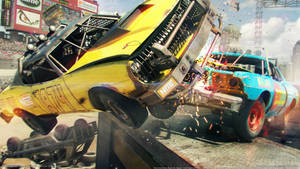 Impressive Car Collision At Dirt Showdown Wallpaper