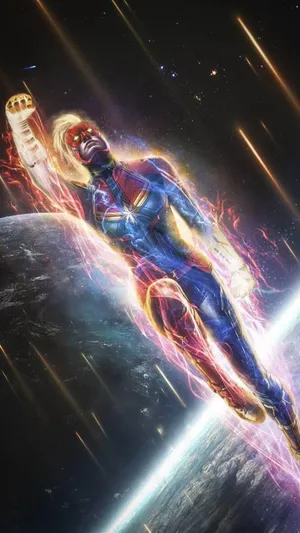 Incredible Captain Marvel Iphone Digital Art Wallpaper
