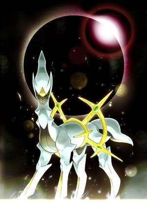 Indomitable Arceus Atop A Glowing Landscape Wallpaper