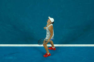 Intense Ashleigh Barty Yelling At The Sky Wallpaper