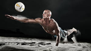 Intense Beach Volleyball Diving Dig Wallpaper