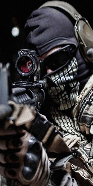 Intense Close-up Of A Sniper Rifle From Call Of Duty On Phone Screen Wallpaper