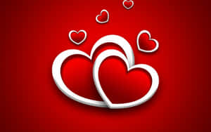 Interlocking Hearts Red Background Wallpaper