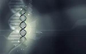 Intricate Blue Dna Helix Symbol Wallpaper
