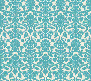 Intricate Damask Print Aesthetic Teal Wallpaper