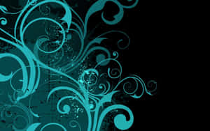 Intricate Lines Teal Flower Wallpaper