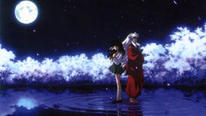 Inuyasha And Kagome At Night Wallpaper