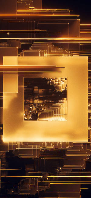 Iphone 12 Pro Max Gold Abstract Cube Wallpaper