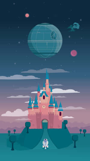 Iphone 7 Disney Castle Teal Blue Wallpaper