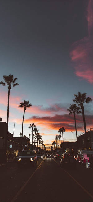 Iphone California Street Cars And Palm Trees Wallpaper