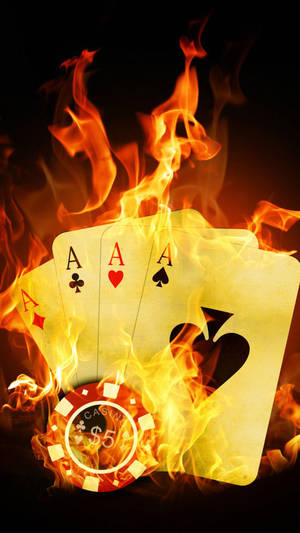 Iphone Cards Of Aces On Fire Wallpaper